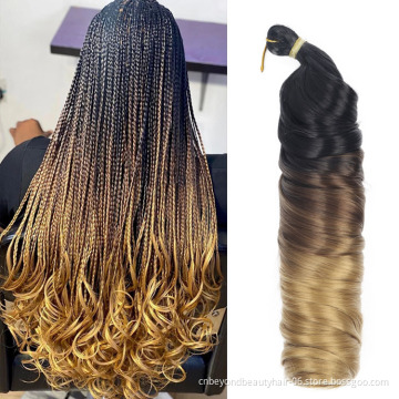 Pre Stretched Bouncy Braiding Hair For Box Braids 22 Inch Loose Wavy Braiding Hair Pre Streched Silky French Curls